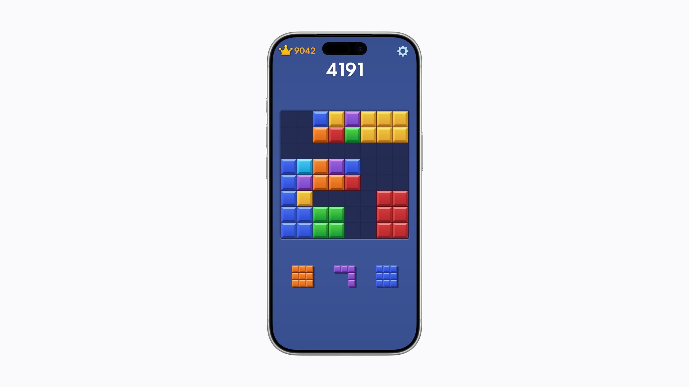 Block Blast gameplay on an iPhone, one of the new puzzle games coming to Apple Arcade in September