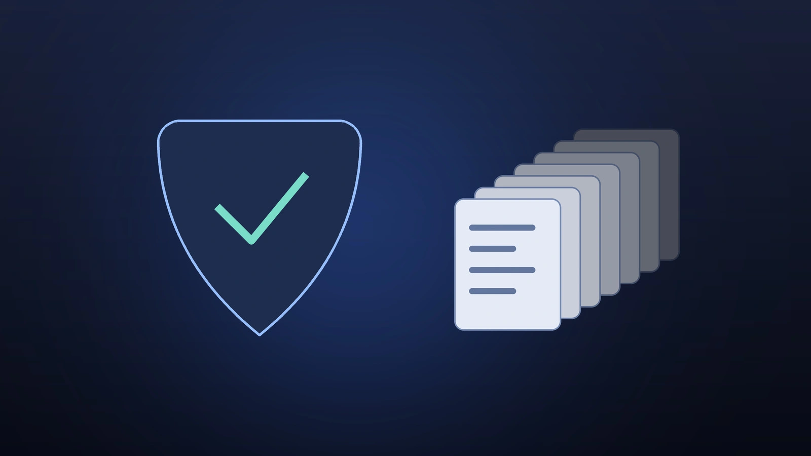 Symbolbild zum Apple Bug Bounty: ein gezeichnetes Schild mit Häkchen, daneben ein nach hinten abfallender Stapel eingehender Meldungen