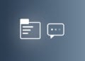Drawn case folder next to a speech bubble with fading dots on a blue-grey gradient, symbolic image for the Apple versus Prosser lawsuit