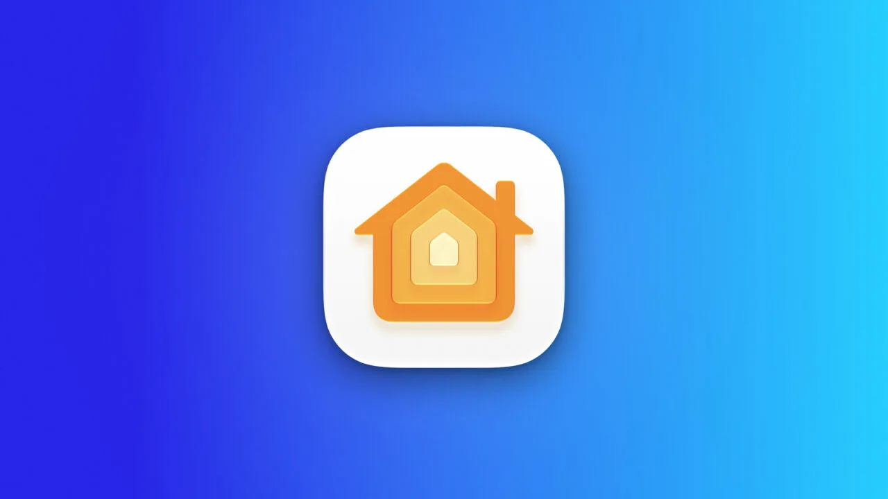 Home-App-Icon auf blauem Verlauf zum Apple HomePad mit Profilerkennung