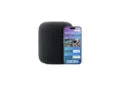 Symbolbild zu Apple HomePad: HomePod neben einem iPhone mit geöffneter Home-App