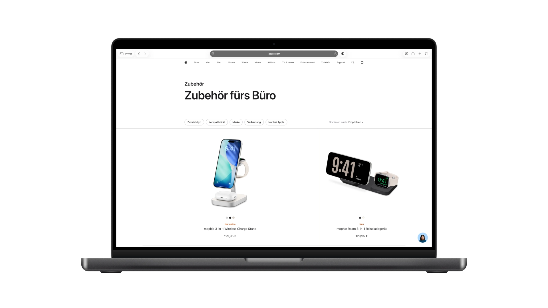 Kategorieseite Ladegeräte & Adapter im Apple Store Zubehör mit Filtern für Zubehörtyp, Kompatibilität, Marke und Farbe