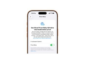 Der Einstellungsbildschirm für iCloud Privat-Relay auf dem iPhone mit dem Schalter zum Aktivieren und der Wahl der IP-Adressen-Genauigkeit