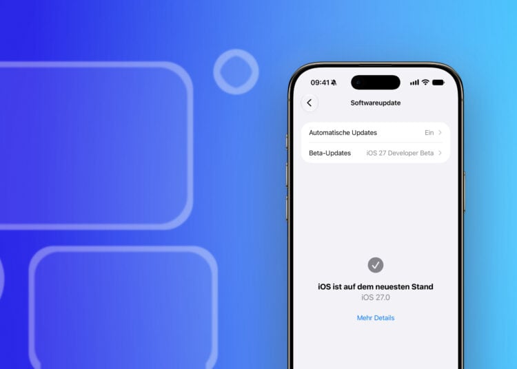iPhone zeigt die Softwareupdate-Einstellungen mit installierter iOS 27 Developer Beta, in der die iOS 27 Beta 5 Neuerungen stecken
