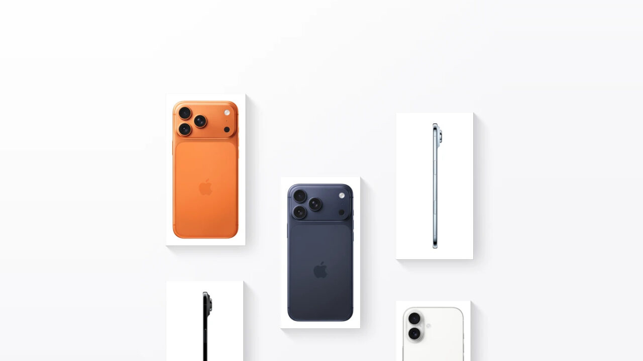 Four current iPhone models side by side on a light background, while the code in iOS 27 already lists six unreleased iPhone models