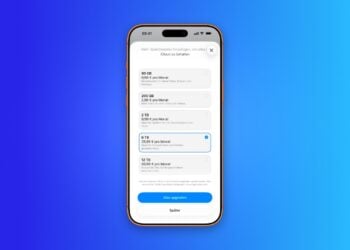 iPhone zeigt die fünf iCloud+-Stufen mit Preisen von 0,99 bis 59,99 Euro, deren Wahl in iOS 27 auch über die KI-Funktionen entscheidet