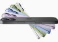 Die iPhone 17 Reihe in fünf Farben von der Rückseite, deren Nachfolger die kleinere iPhone 18 Dynamic Island der Pro-Modelle übernehmen soll