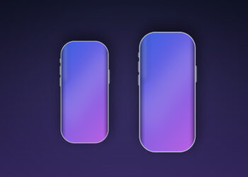 Symbolbild zu den iPhone-20-Displays: zwei unterschiedlich große Geräteumrisse mit randloser Bildschirmfläche