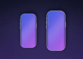 Symbolbild zu den iPhone-20-Displays: zwei unterschiedlich große Geräteumrisse mit randloser Bildschirmfläche
