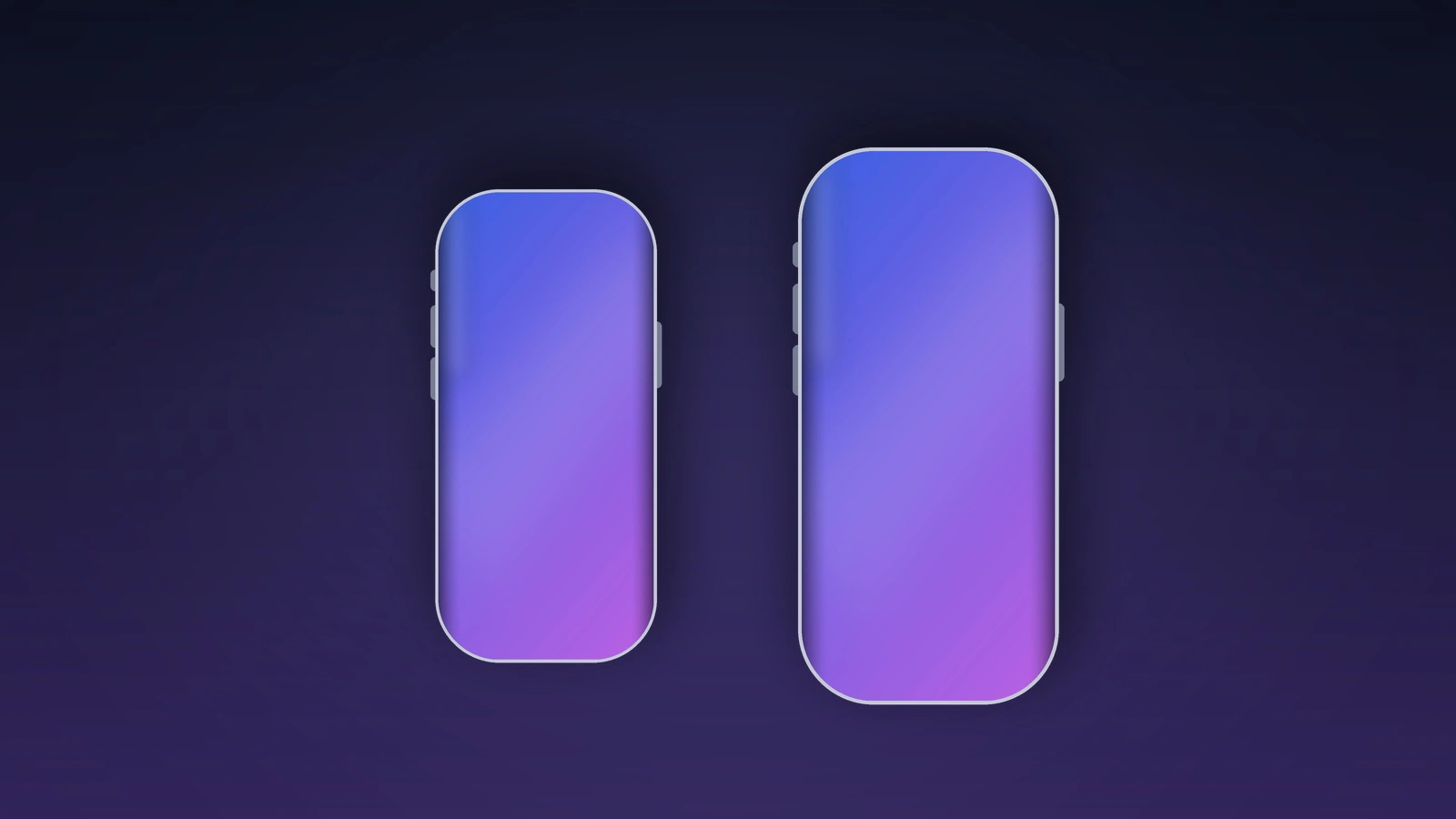 Symbolbild zu den iPhone-20-Displays: zwei unterschiedlich große Geräteumrisse mit randloser Bildschirmfläche