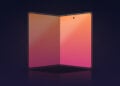 Symbolic image of the iPhone Ultra 3: drawn device outline half open at a book angle with a continuous display area