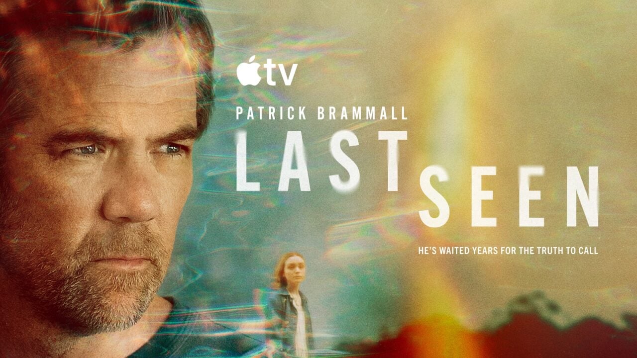 Patrick Brammall in the key art for the Apple TV series Last Seen, with the main character's missing daughter in the background