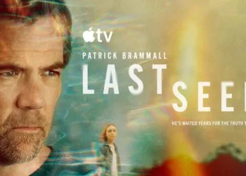 Patrick Brammall im Key Art zur Apple-TV-Serie Last Seen, im Hintergrund die vermisste Tochter der Hauptfigur