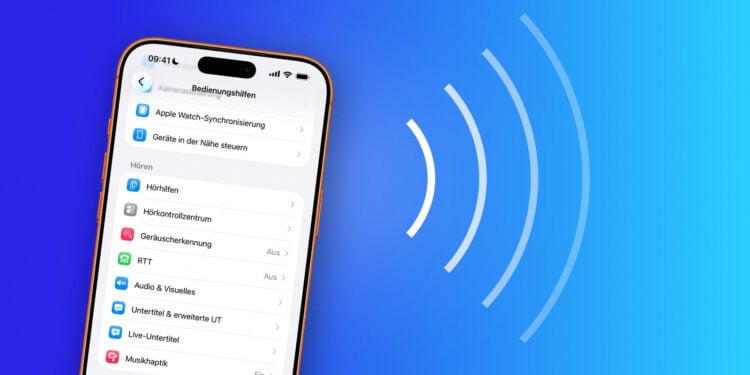 iPhone zeigt den Bereich Hören in den Bedienungshilfen mit dem Eintrag Hörhilfen, über den Made for iPhone Hörgeräte gekoppelt werden