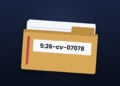 Symbolic image for the OpenAI Apple lawsuit: illustrated file folder showing the case number on a dark blue background