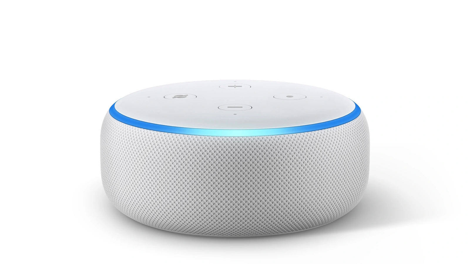 Amazon Echo Dot der dritten Generation in Weiß, dessen runde Bauform dem berichteten OpenAI-Lautsprecher ähneln soll