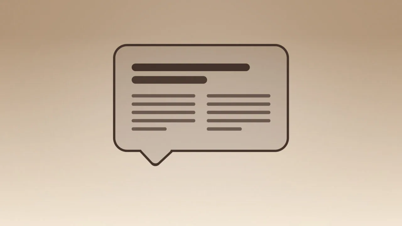 Symbolbild zu Siri AI Nachrichten: gezeichnete Sprechblase mit Zeitungszeilen auf goldenem Farbverlauf