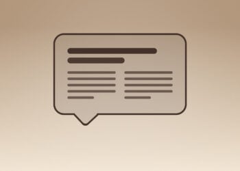 Symbolbild zu Siri AI Nachrichten: gezeichnete Sprechblase mit Zeitungszeilen auf goldenem Farbverlauf