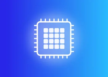 Gezeichnetes Chip-Motiv zum A20 Pro auf blauem Farbverlauf