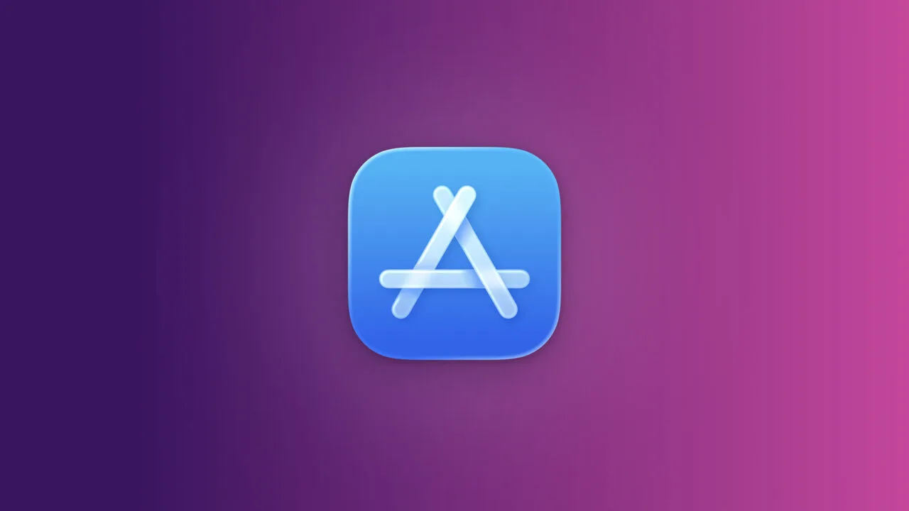 App Store Marge: freigestelltes App-Store-Icon vor violettem Farbverlauf