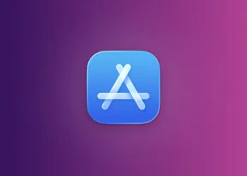 App Store Marge: freigestelltes App-Store-Icon vor violettem Farbverlauf