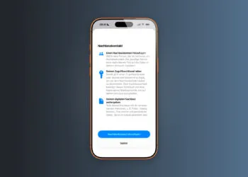 Apple Nachlasskontakt: iPhone zeigt den Einrichtungsdialog mit den drei Schritten und der Schaltfläche zum Hinzufügen