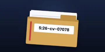Symbolbild zur Apple OpenAI Klage: gezeichneter Aktendeckel mit dem Aktenzeichen des Verfahrens auf dunkelblauem Grund