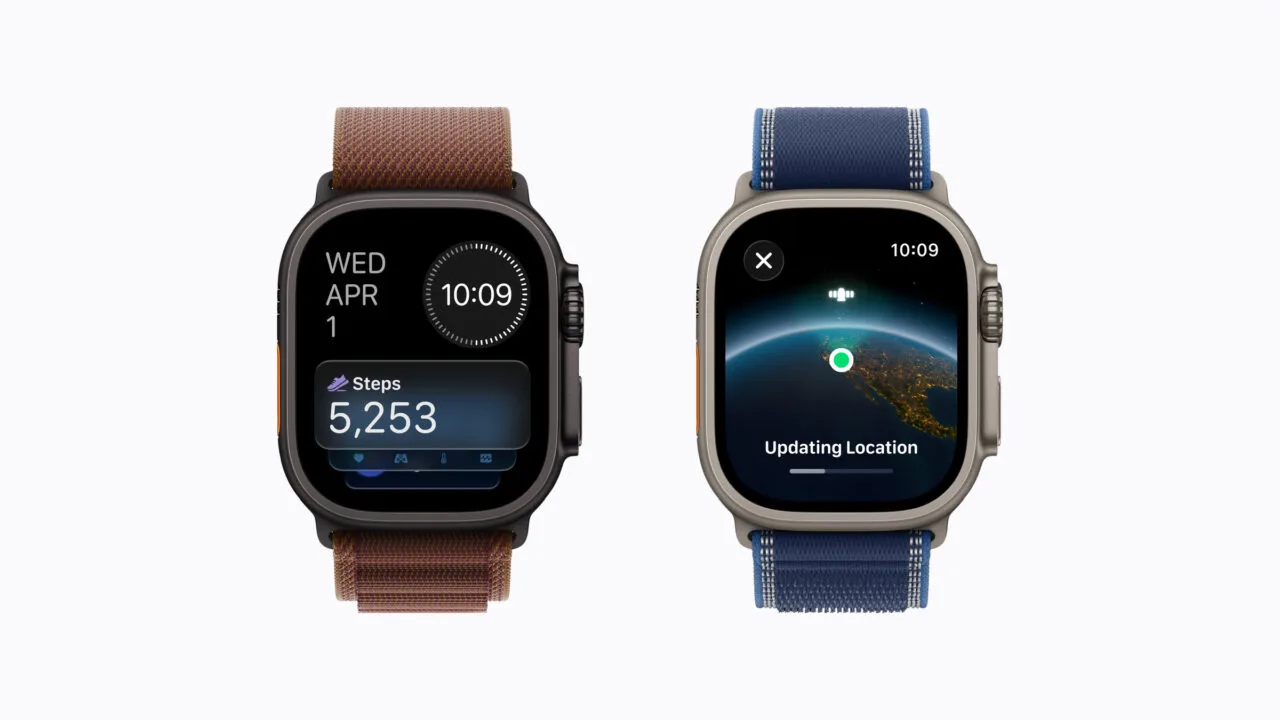 Apple Watch Ultra 4 vs Ultra 3 nebeneinander, beide im Titangehäuse mit 49 Millimetern