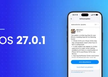 iPhone zeigt die Einstellungen zum Softwareupdate mit iOS 27.0.1 und dem Button zum Aktualisieren