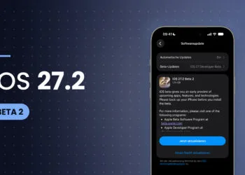 iPhone zeigt die Einstellungen zum Softwareupdate mit iOS 27.2 Beta 2 und dem Button zum Aktualisieren