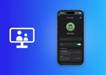 iOS 27.2 Apple TV Profile: iPhone mit dem Dialog „Profil erstellen", aktivem Schalter Kind und Altersfreigabe ab 6 Jahren für TV-Sendungen und Filme, daneben ein Bildschirmsymbol mit zwei Personen