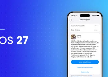 iPhone zeigt die Einstellungen zum Softwareupdate mit iOS 27 und dem Button zum Aktualisieren