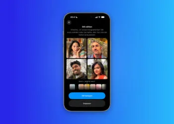 Stilauswahl für Textur und Körnung auf dem iPhone: Fotografischer Stil Gold mit der Textur Sanfte Haut, darüber vier Beispielporträts