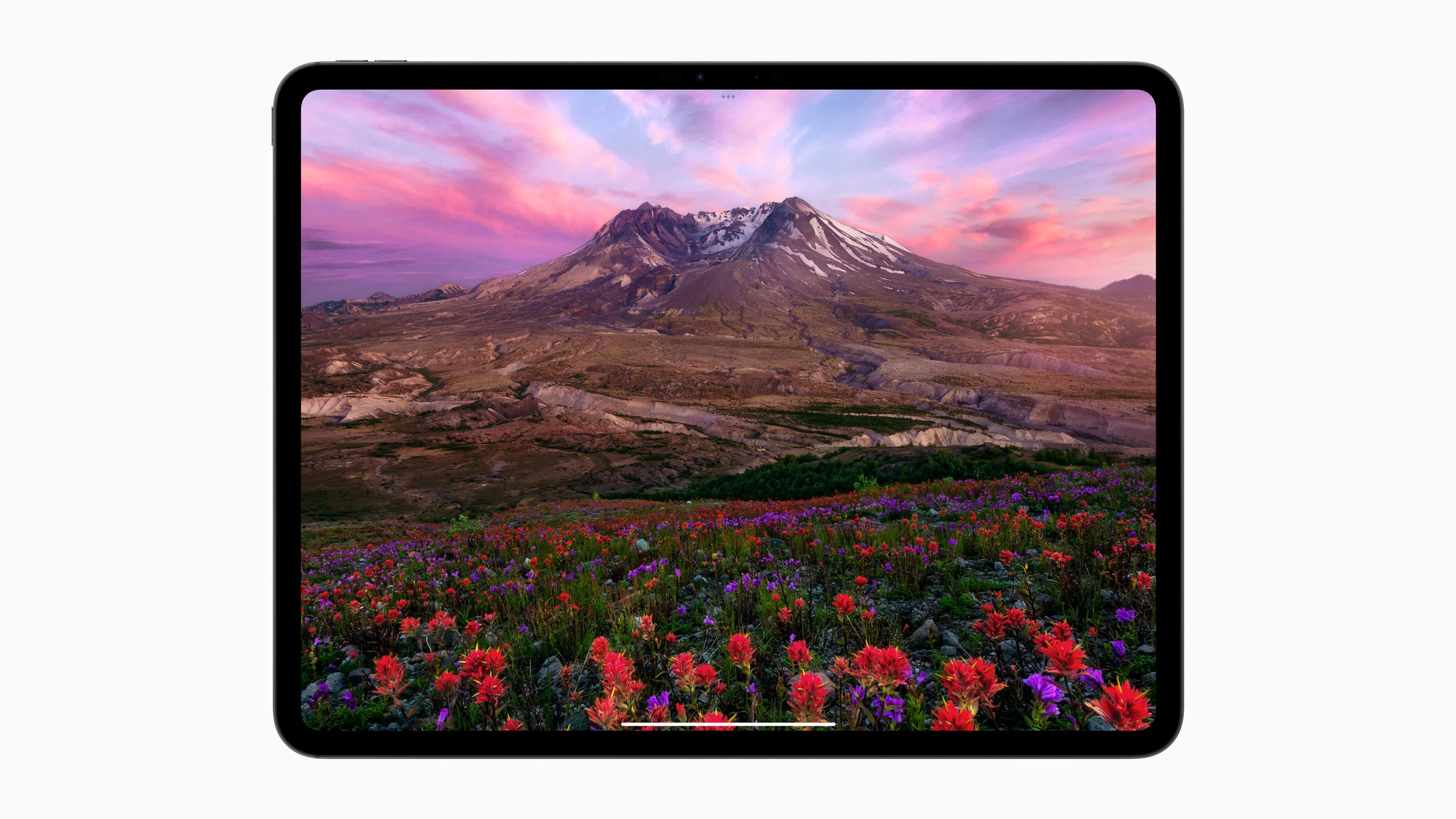 iPad Kaufberatung: iPad Pro im Querformat zeigt eine Berglandschaft auf dem Ultra Retina XDR Display