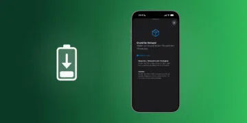 iPhone 18 Pro Max für den Versand vorbereiten: iPhone mit der Auswahl Grund für Versand und den Optionen Reparatur, Eintausch oder Rückgabe sowie Andere, daneben ein Akku mit Pfeil nach unten