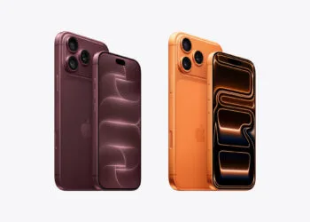 iPhone 18 Pro vs iPhone 17 Pro: beide Generationen nebeneinander, jeweils Rückseite mit Kameramodul und Vorderseite, links Burgundy, rechts Cosmic Orange