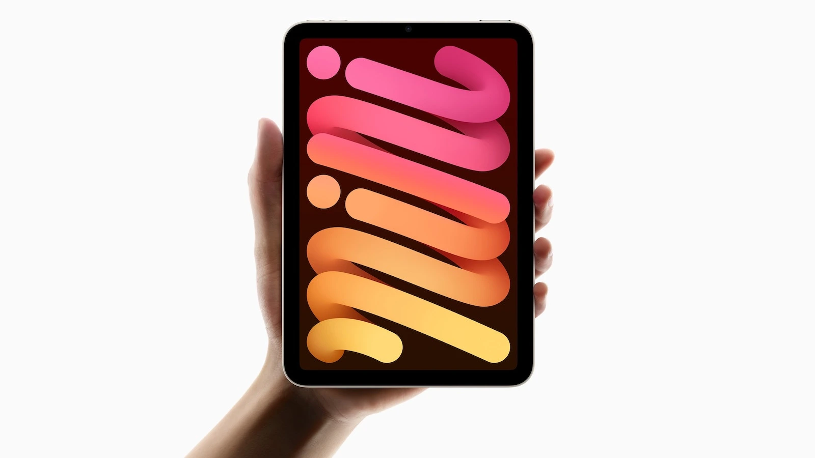 iPad mini mit 8,3-Zoll-Display im Hochformat in einer Hand gehalten