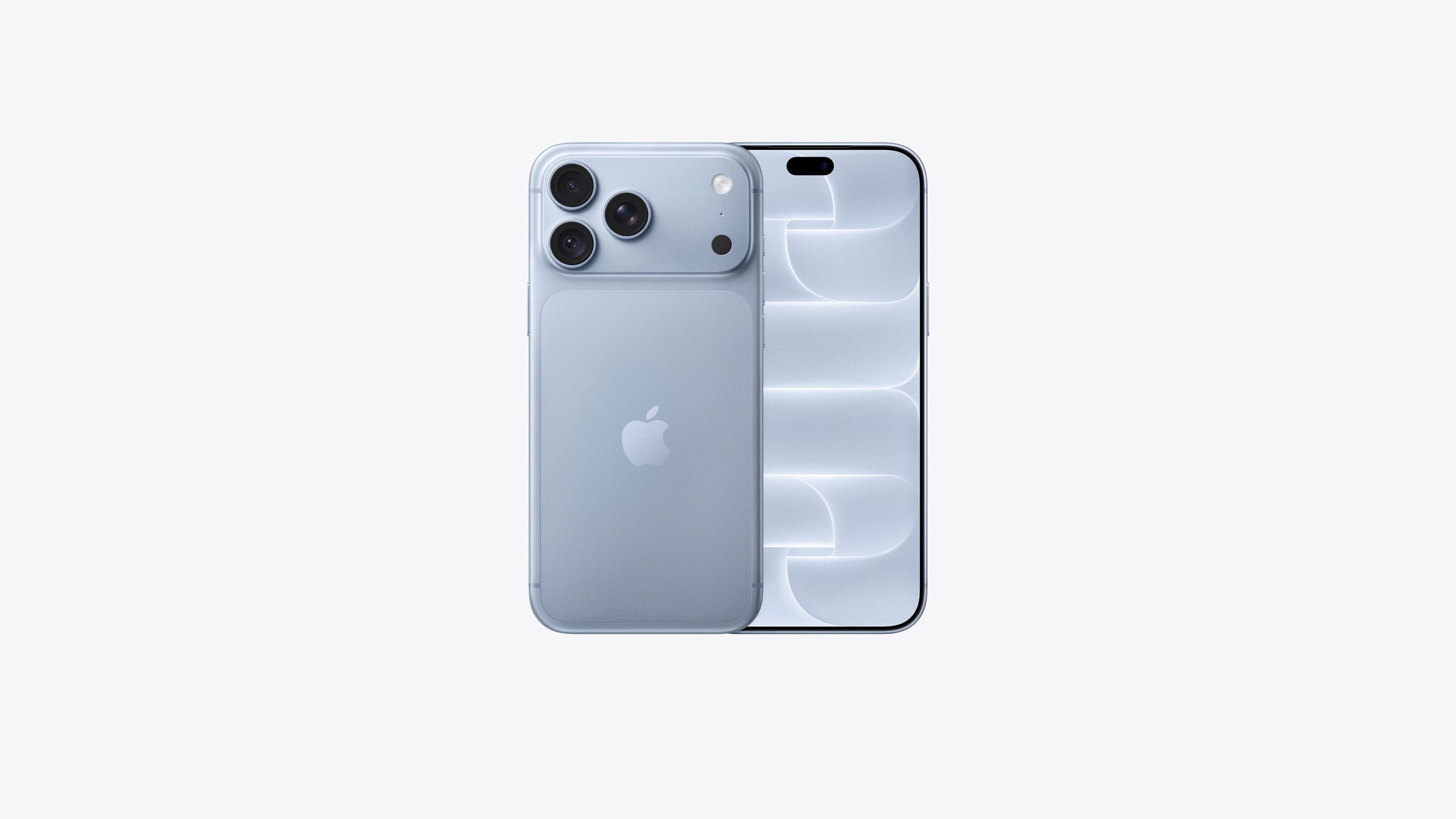 iPhone Duo or iPhone 18 Pro: the iPhone 18 Pro Max in glacier seen from the front and the back, with its three-lens camera system