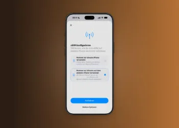 iPhone mit dem Fenster eSIM konfigurieren, in dem zum iPhone Handoff einrichten die Nutzung der Nummer auf zwei iPhones ausgewählt ist