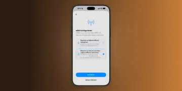 iPhone mit dem Fenster eSIM konfigurieren, in dem zum iPhone Handoff einrichten die Nutzung der Nummer auf zwei iPhones ausgewählt ist