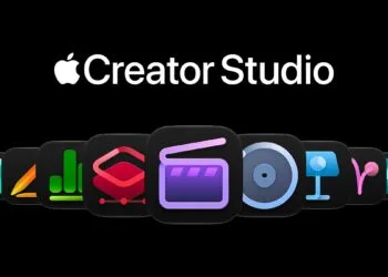 Apple Creator Studio Schriftzug über den App-Icons von Final Cut Pro, Logic Pro, Pixelmator Pro, Keynote, Numbers und weiteren Kreativ-Apps