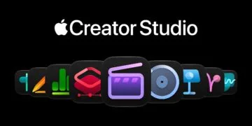 Apple Creator Studio Schriftzug über den App-Icons von Final Cut Pro, Logic Pro, Pixelmator Pro, Keynote, Numbers und weiteren Kreativ-Apps