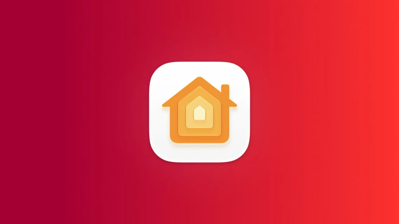 Apple Home LG Kameras: Icon der Home-App auf rotem Farbverlauf