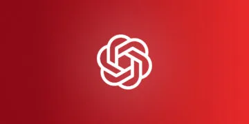 Apple vs. OpenAI: das weiße OpenAI-Logo auf rotem Farbverlauf