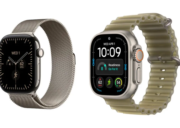 Apple Watch Hautreizungen: Apple Watch Series 12 mit Milanaise neben Apple Watch Ultra 4 mit Ocean Armband