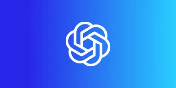 Weißes OpenAI-Logo auf blauem Verlauf – ChatGPT Wasserzeichen für KI-Texte in der EU
