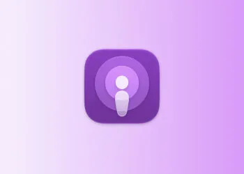 Symbolbild zu Huxe: Icon der App Apple Podcasts auf einem hellen Farbverlauf in Lavendel und Violett