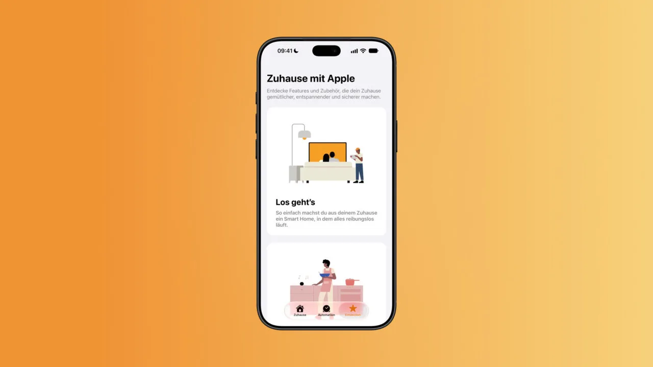 Home-App auf dem iPhone mit der Seite „Entdecken“ zu Home-Zubehör, Titelbild zu iOS 27.2