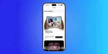 iPhone Duo Vorbestellung vorbereiten: Die Apple Store App zeigt das iPhone Duo mit dem Hinweis auf die Vorbestellung ab 16.10., dem Preis ab 2.299 Euro und dem Button „Mach dich bereit“