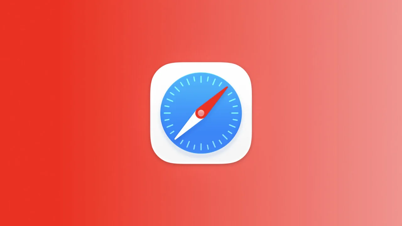 Safari Chrome Werbung: App-Icon von Safari auf rotem Farbverlauf